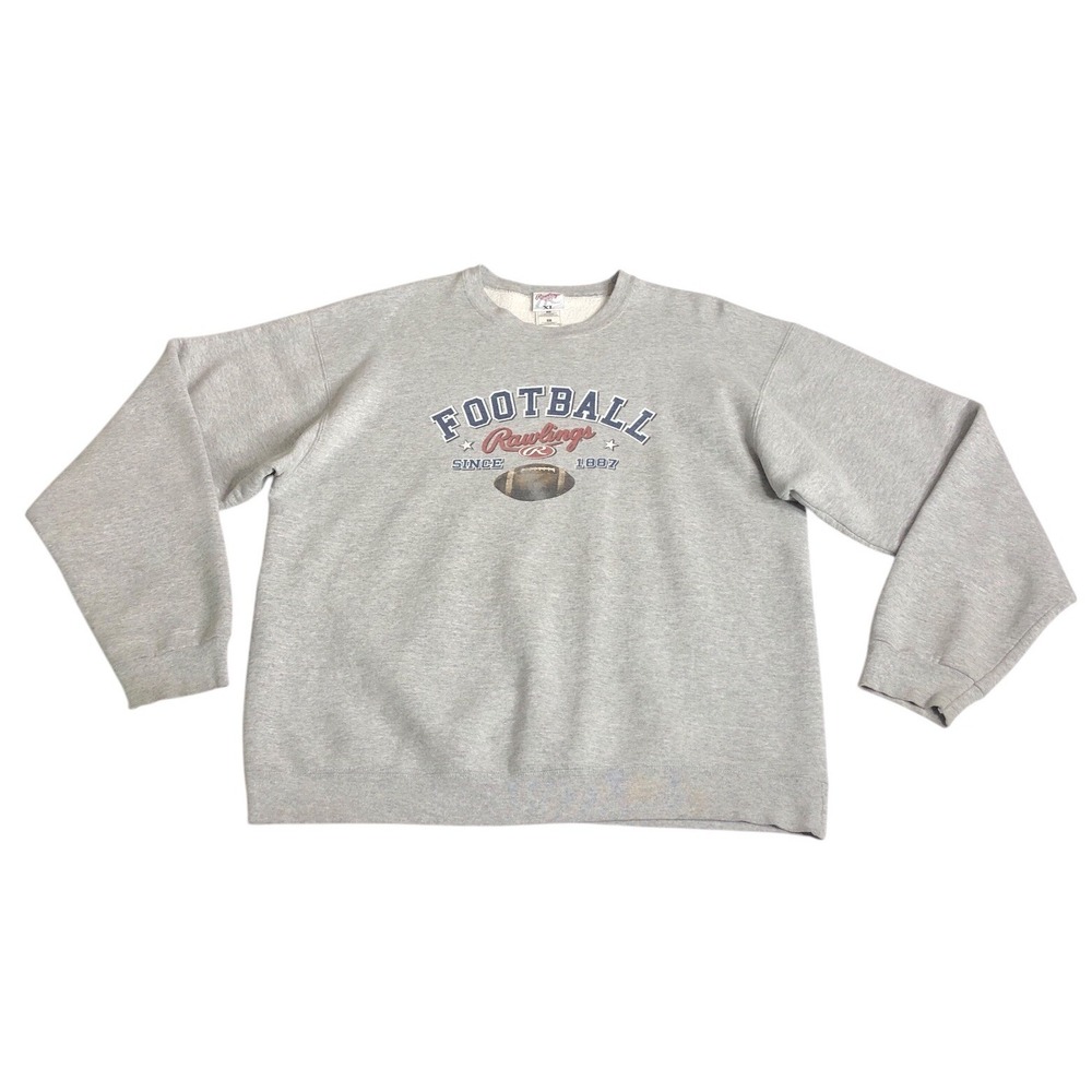 Vintage 90s Y2K Rawlings Football Sweatshirt Mens XL Gray Crew Pullover Sweater